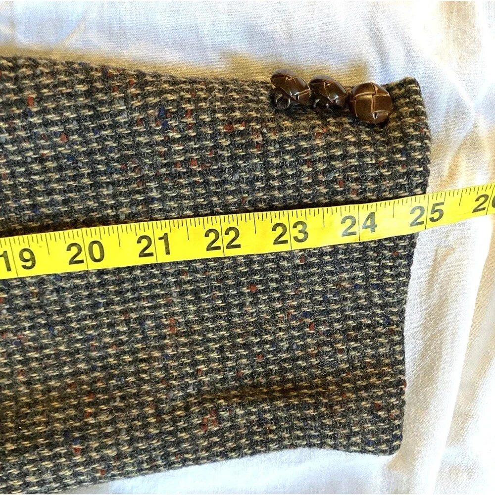 Stanley Blacker Vintage Tweed Wool Sport Coat Gray Fleck Check 42 44 USA Preppy